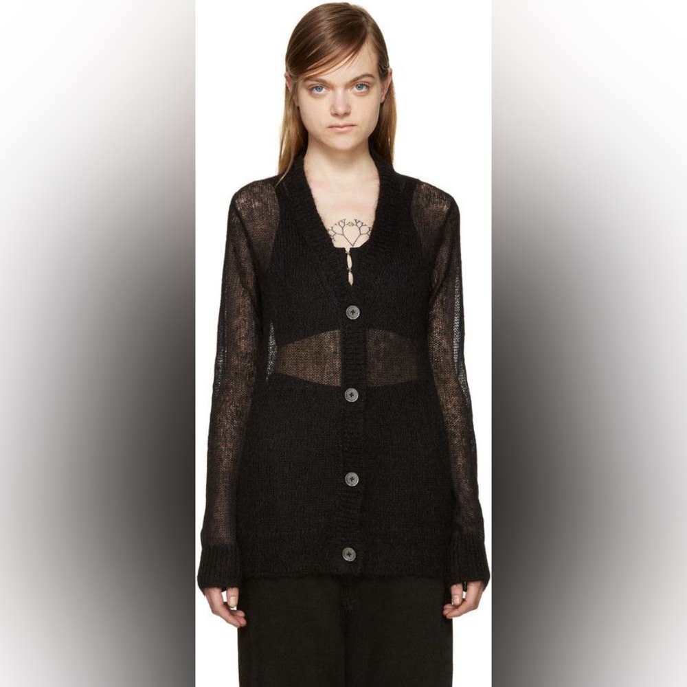 Alexander Wang Black Mohair Cobweb Cardigan